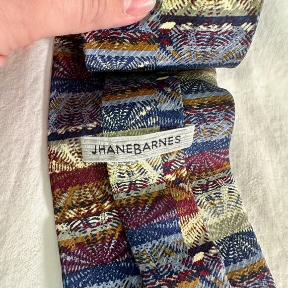 Jhane Barnes Men's 100% Silk Multicolored Starburst Color Block Necktie Tie - Picture 3 of 6